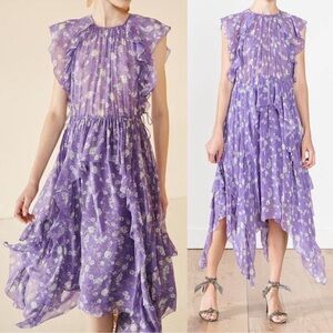 Ulla Johnson Iris Caterina silk lavender flower dress long and flowy